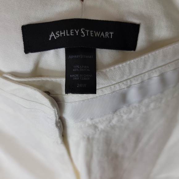 Ashley Stewart White Linen/Rayon Blend Lightweight Pants - Picture 4 of 5